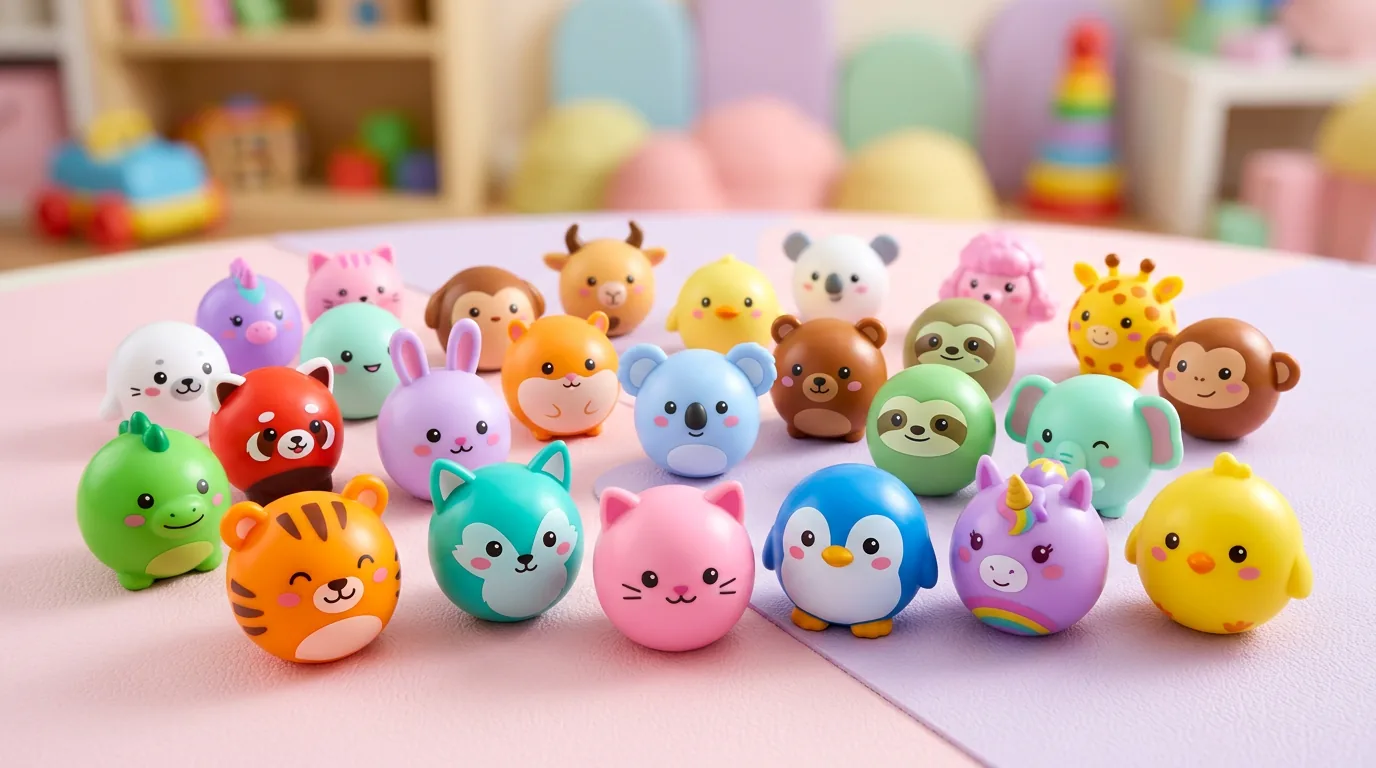 Figurines billes thème animaux colorées sur fond studio