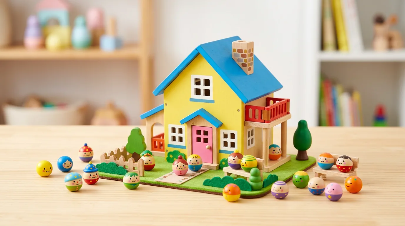 Mini maison jouet avec figurines billes assorties